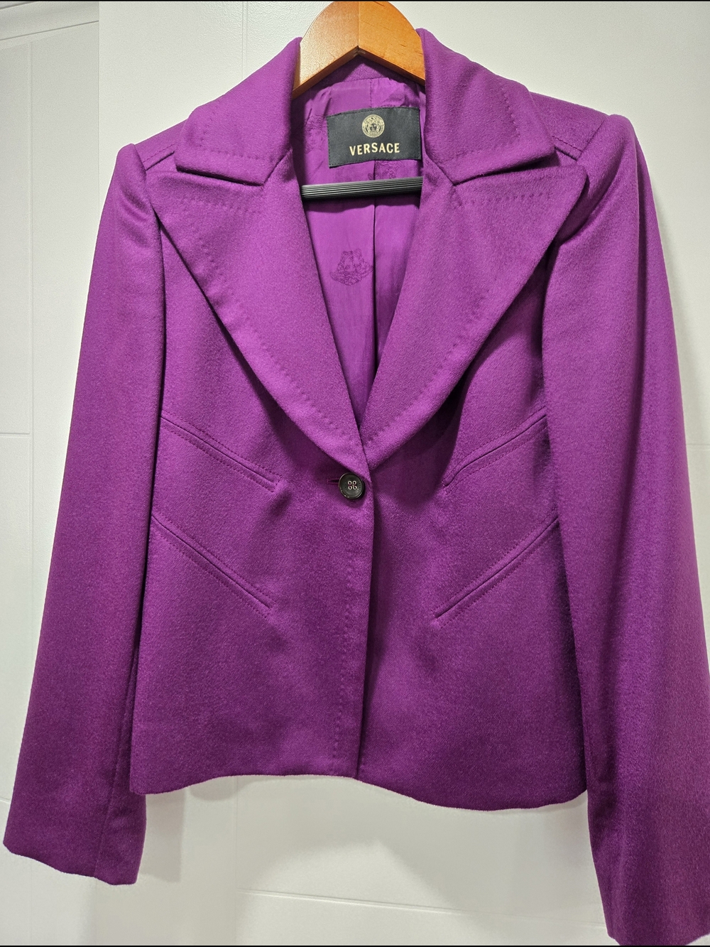 Versace Women's Bright Purple Single-Button Tailored Blazer